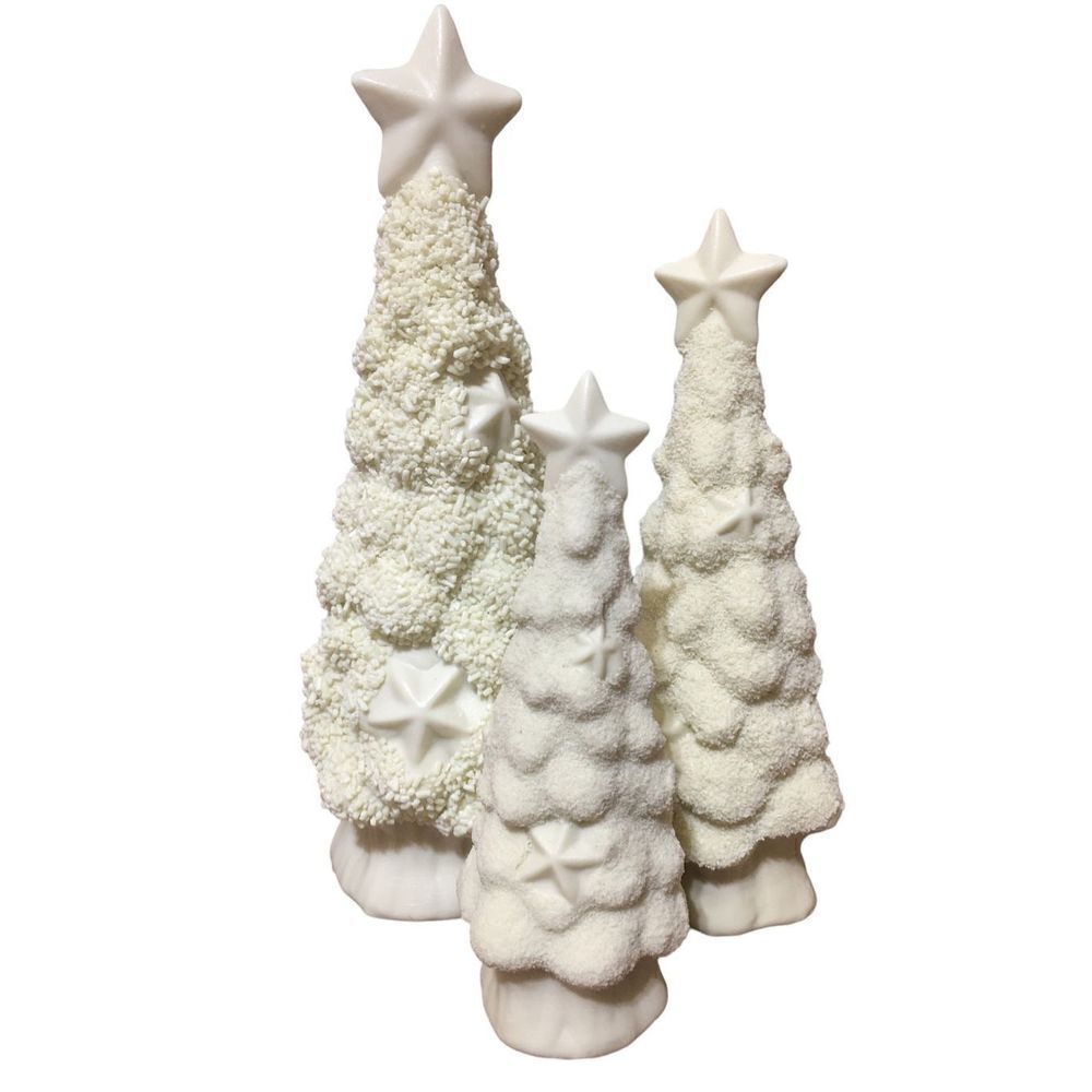 Vintage 3 Piece Jade Porcelain Christmas Tree Set